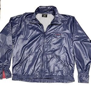 VTG Dunlop Windbreaker Lightweight Breathable Back Dark Navy Blue Thin Sz XL